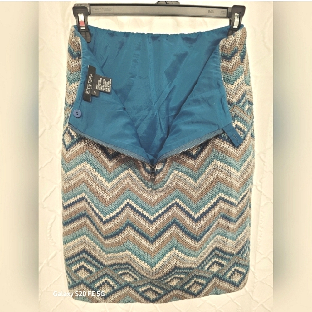 Etcetera New Quebec Chevron Geometric Sweater Knit Pencil Skirt Eccoci Carlisle - Picture 3 of 5